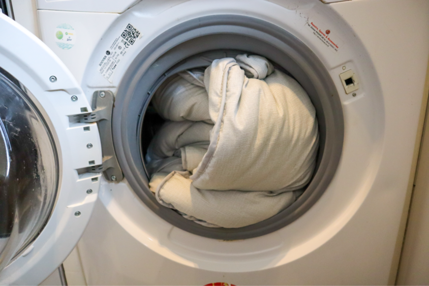 test lavage couette en machine